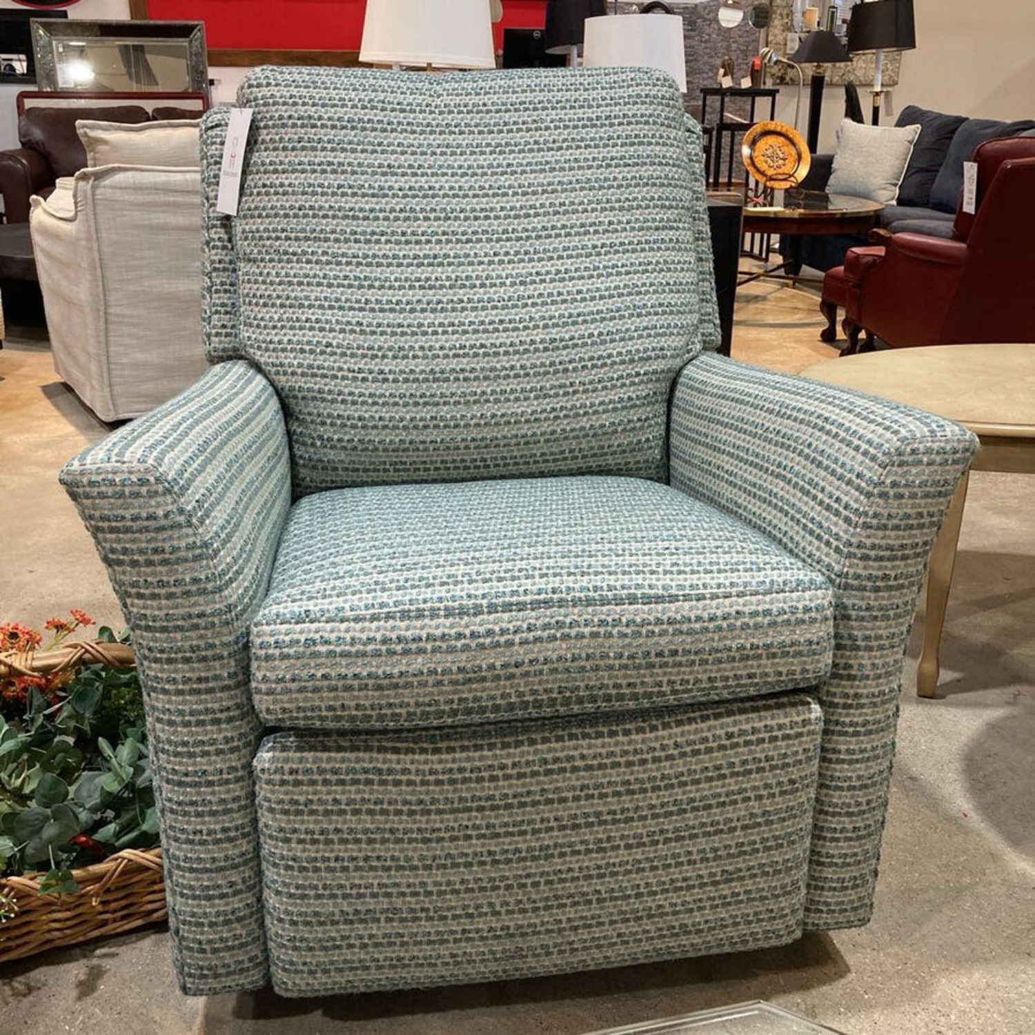 Century Custom Fabric Swivel Glider Recliner - image-2