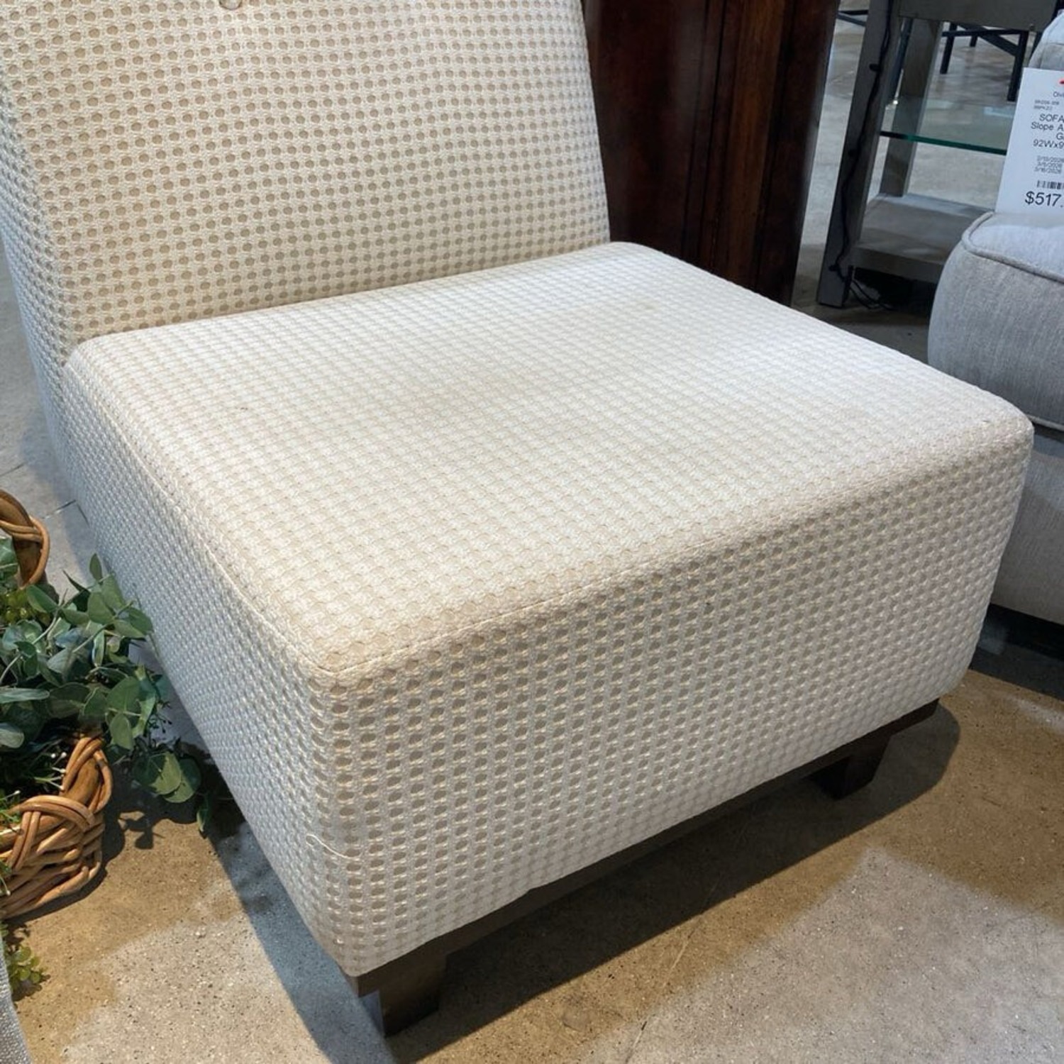 Patterned Armless Fabric Lounge Chair - image-4
