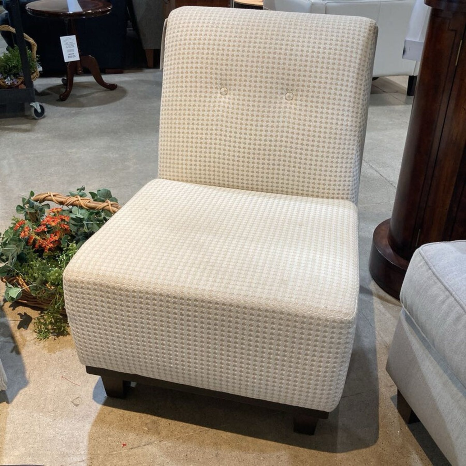 Patterned Armless Fabric Lounge Chair - image-1