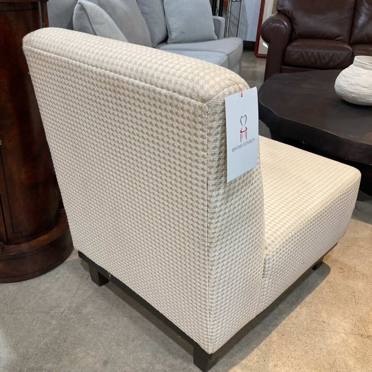 Patterned Armless Fabric Lounge Chair - image-9