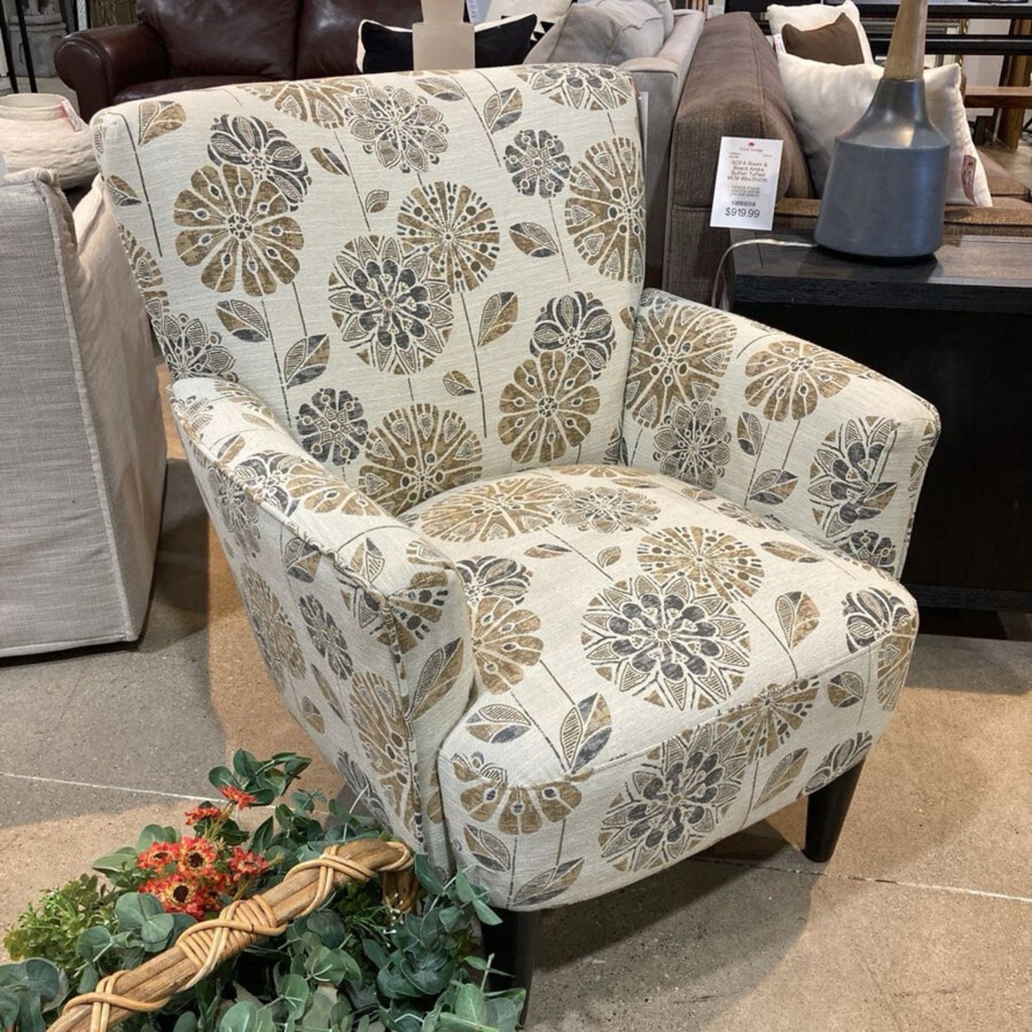 Floral Pattern Upholstered Accent Chair - image-1