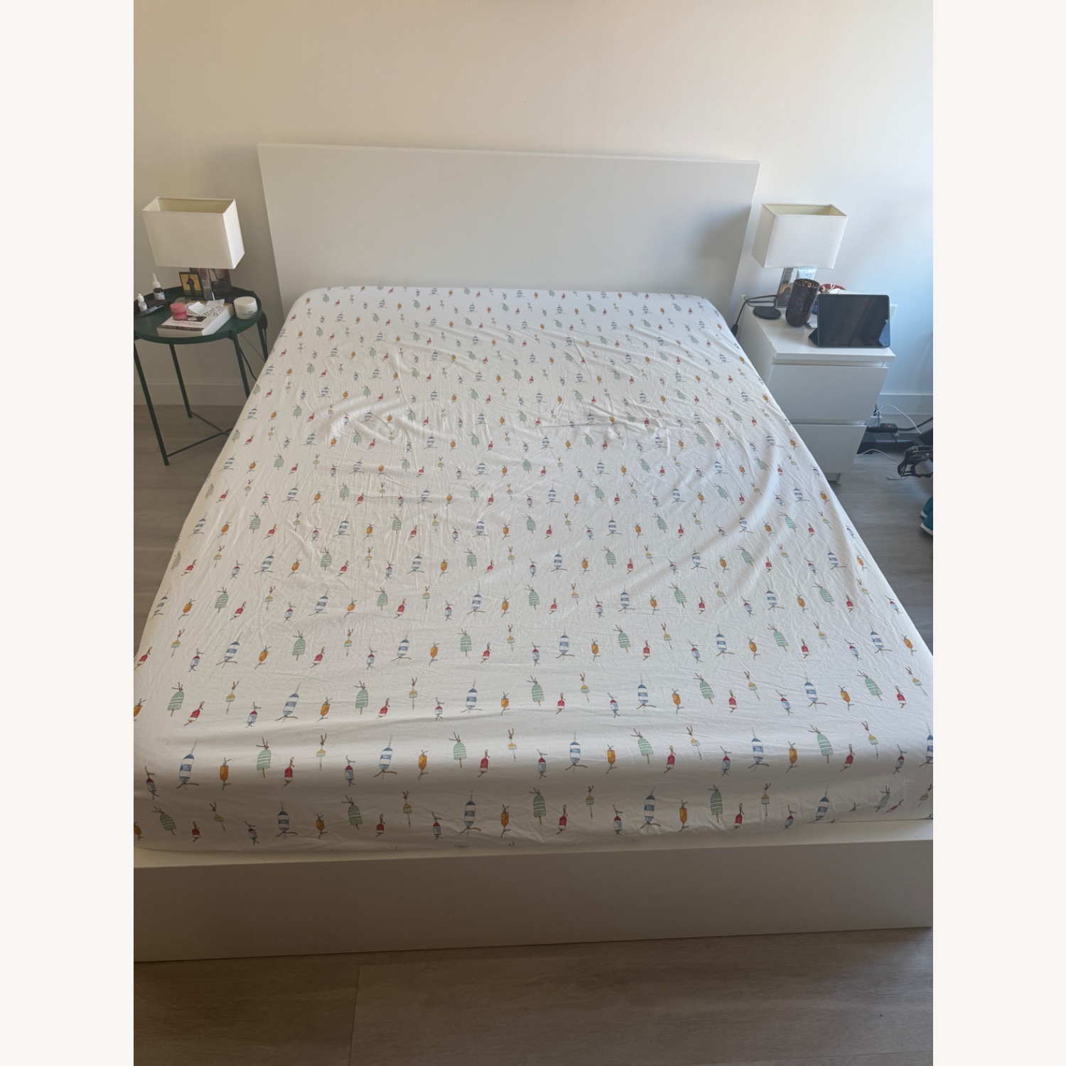 IKEA White MALM Queen Bed with Lonset Slats - image-1