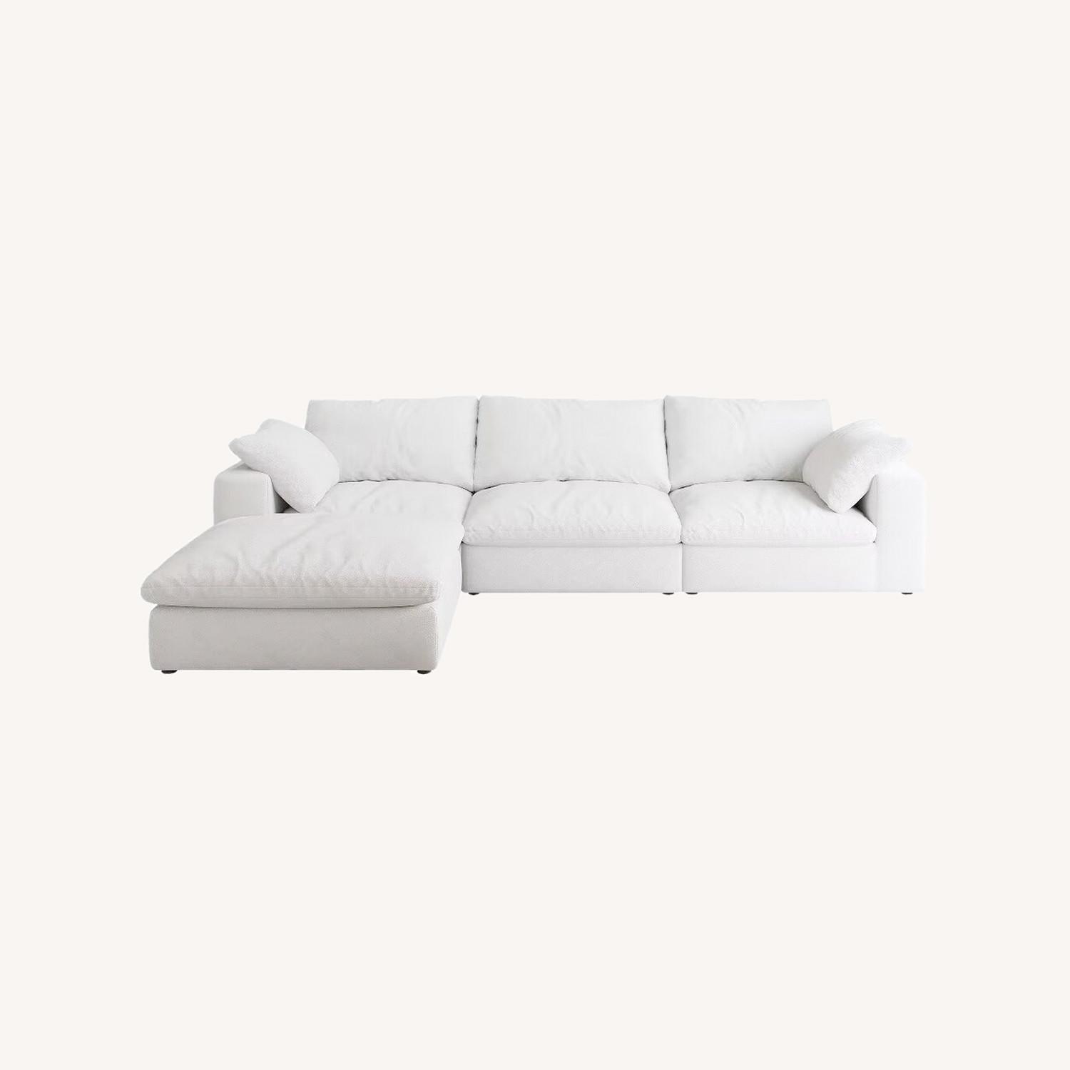 Bed Bath & Beyond White Boucle 3+ Piece Sectional - image-0