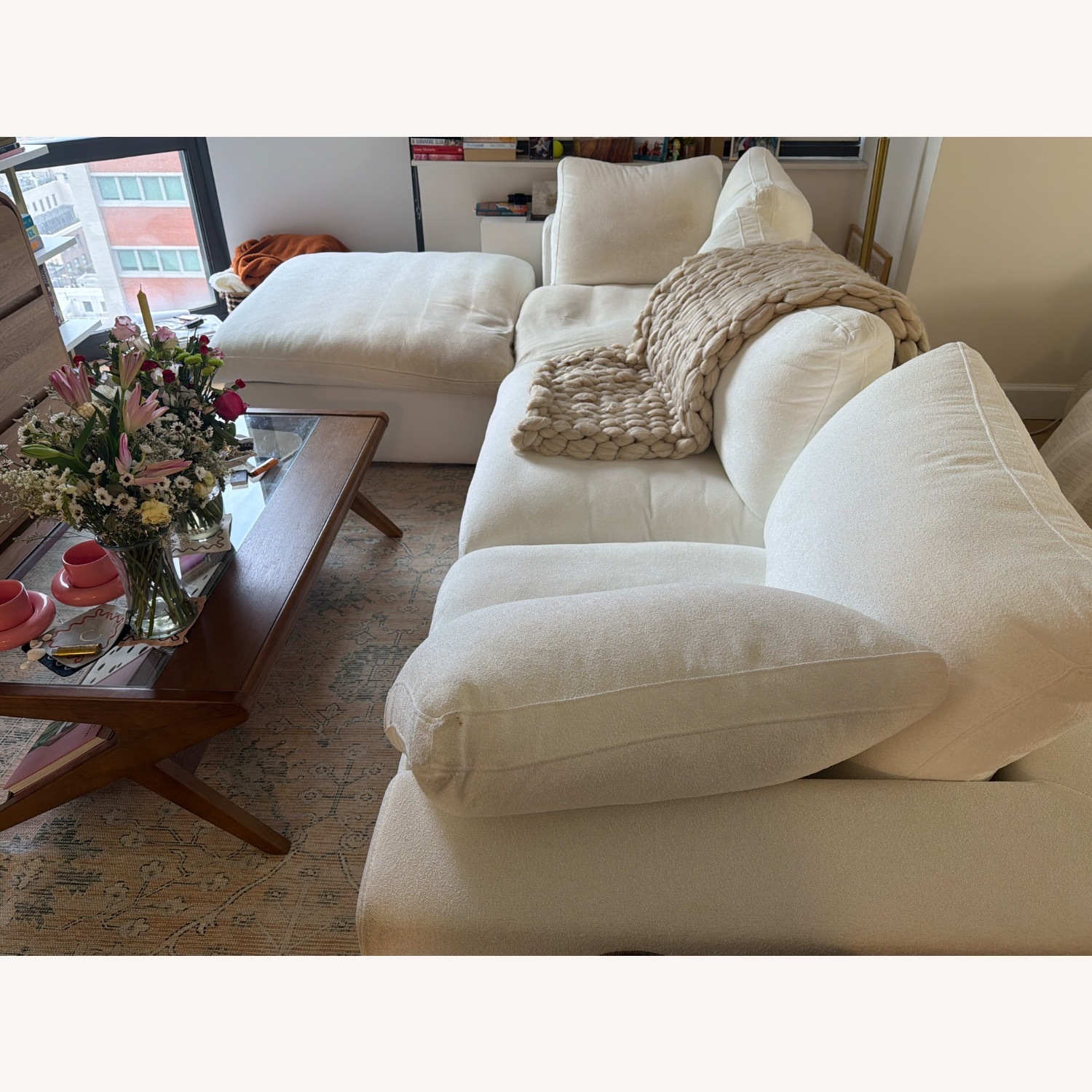 Bed Bath & Beyond White Boucle 3+ Piece Sectional - image-1