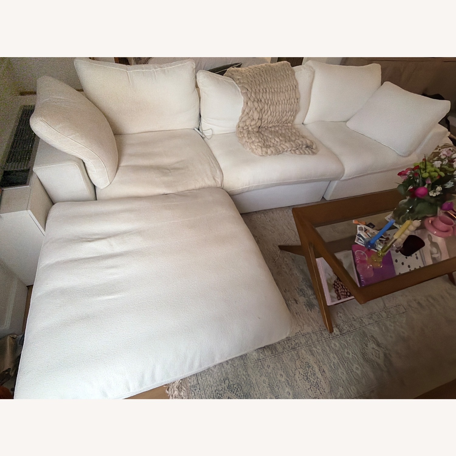 Bed Bath & Beyond White Boucle 3+ Piece Sectional - image-2