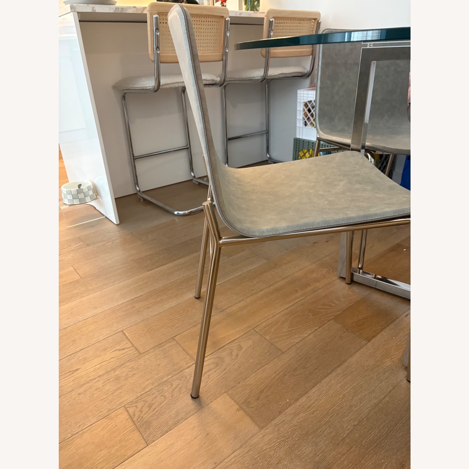 CB2 Strut Dining Chair Light Gray Dining Chairs - image-4