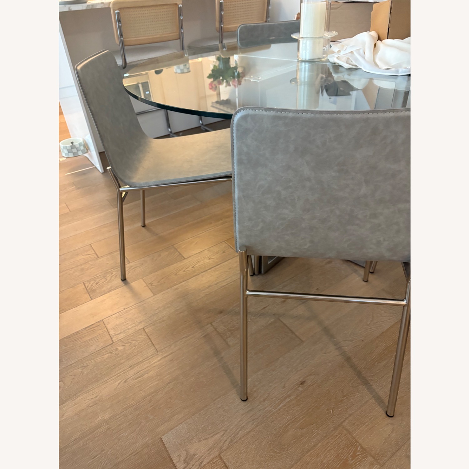 CB2 Strut Dining Chair Light Gray Dining Chairs - image-2