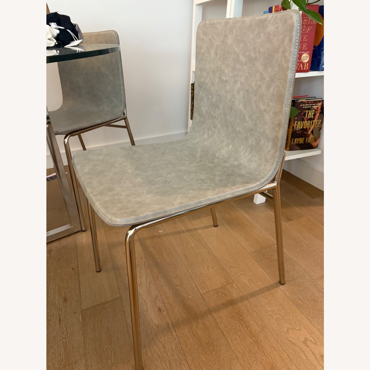 CB2 Strut Dining Chair Light Gray Dining Chairs - image-3