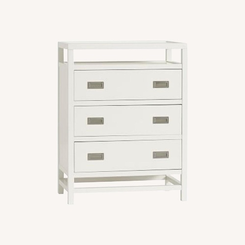Used Pottery Barn Lonny 3-Drawer Tall Dresser, White for sale on AptDeco