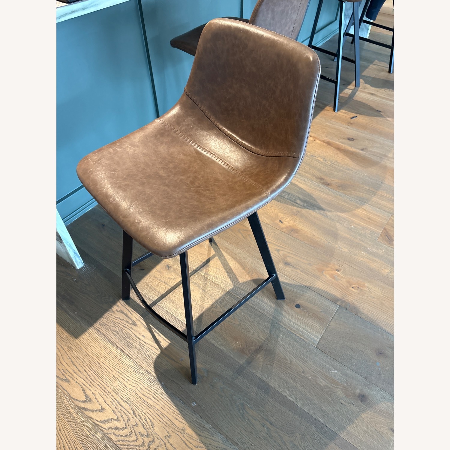 Mercury Row Castillon Dark Brown Leather Stools - image-2