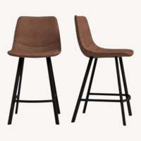 Mercury Row Castillon Dark Brown Leather Stools