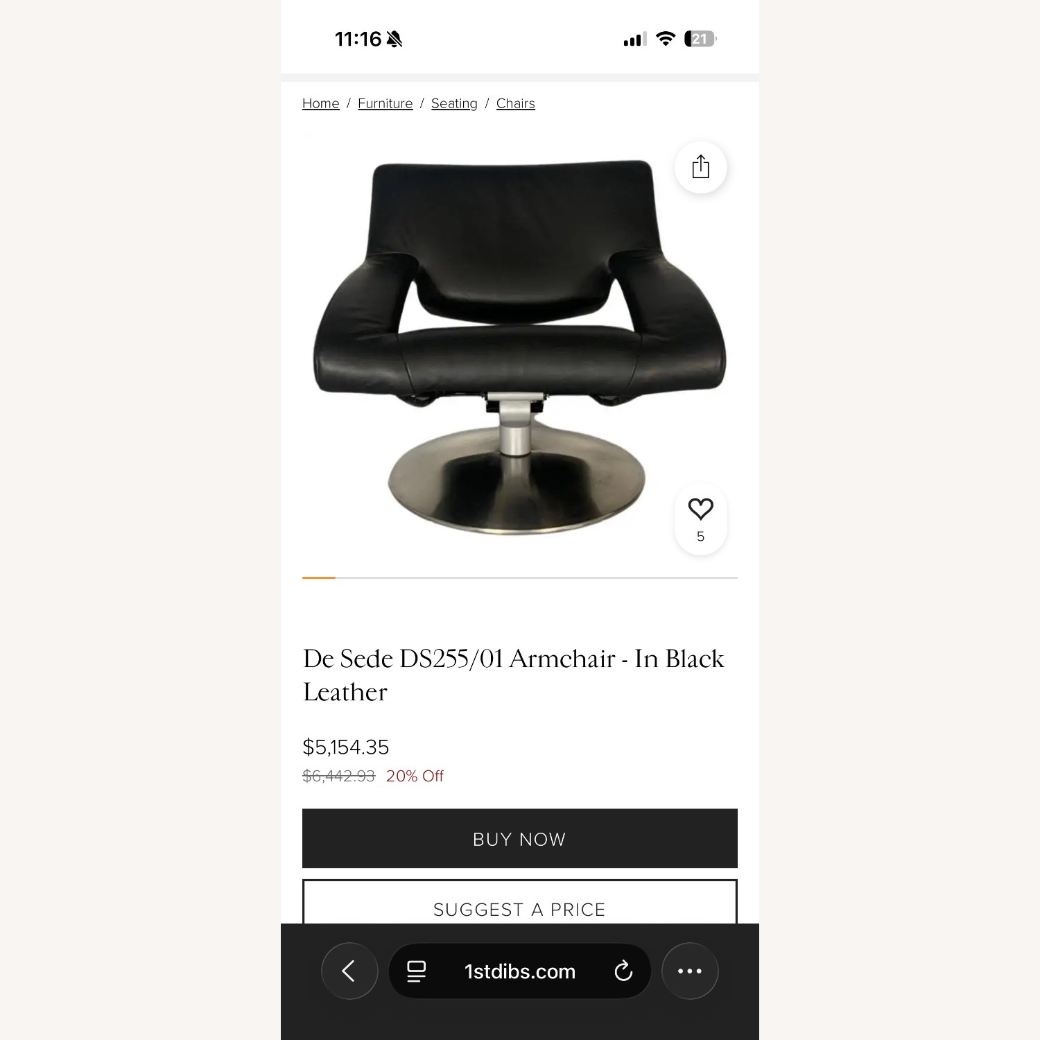 De Sede DS-255 Red Leather Armchair - image-6