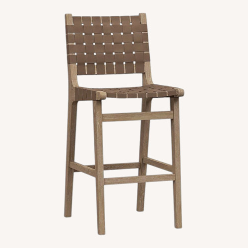 Used Pottery Barn Leather Counter Stools Set of 3 for sale on AptDeco