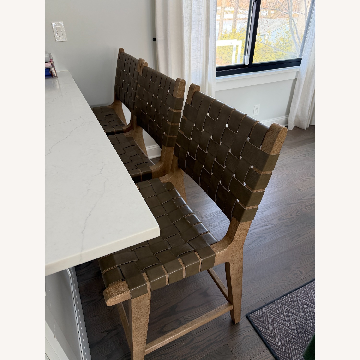 Pottery Barn Leather Counter Stools Set of 3 - image-5