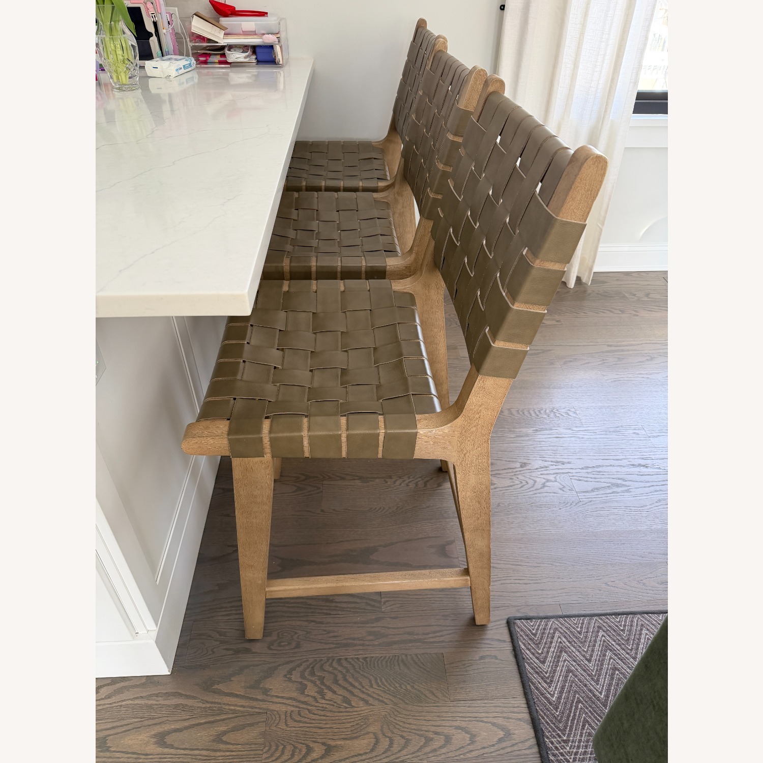 Pottery Barn Leather Counter Stools Set of 3 - image-3