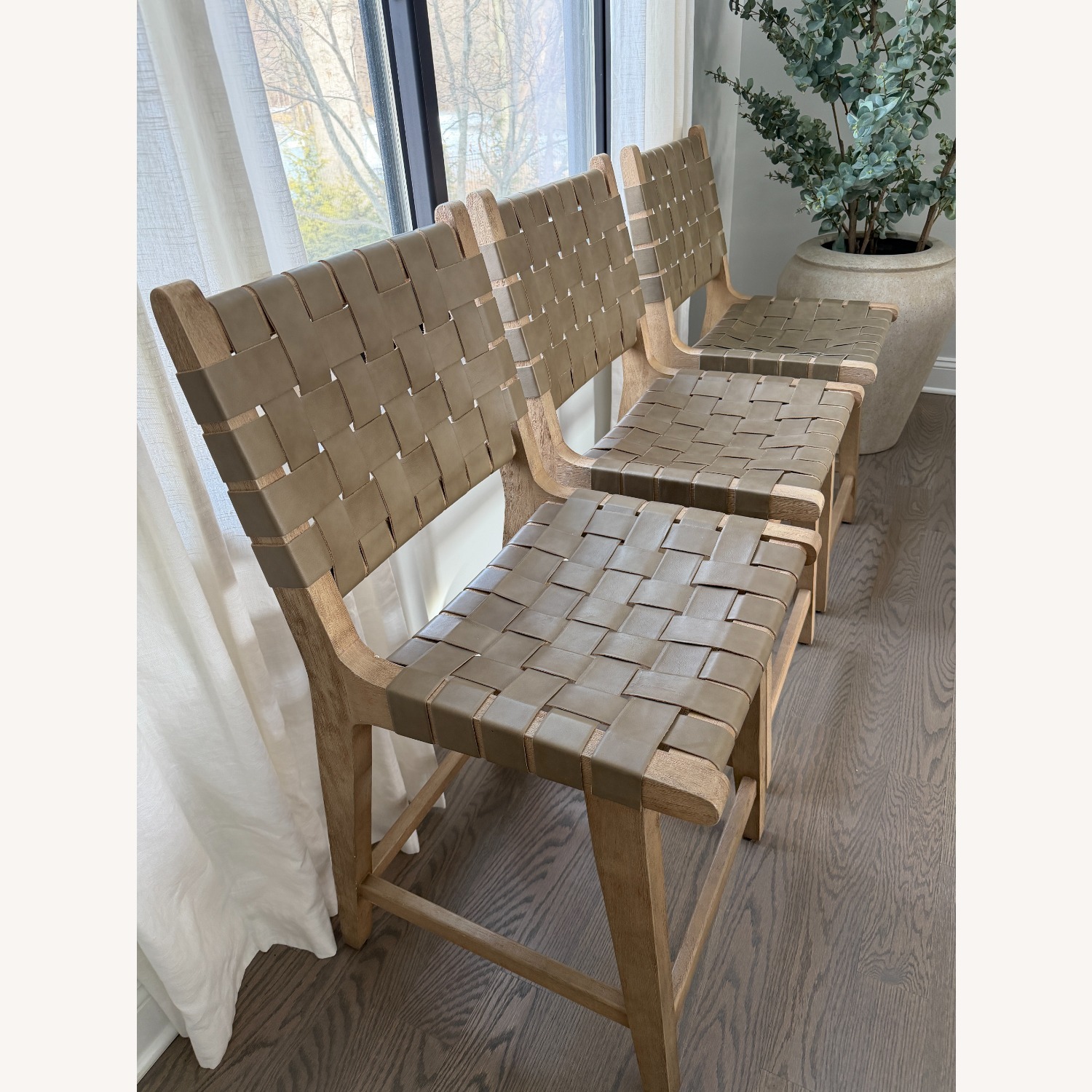 Pottery Barn Leather Counter Stools Set of 3 - image-2