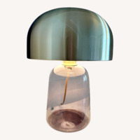 Smoked Glass and Brass Table Lamp