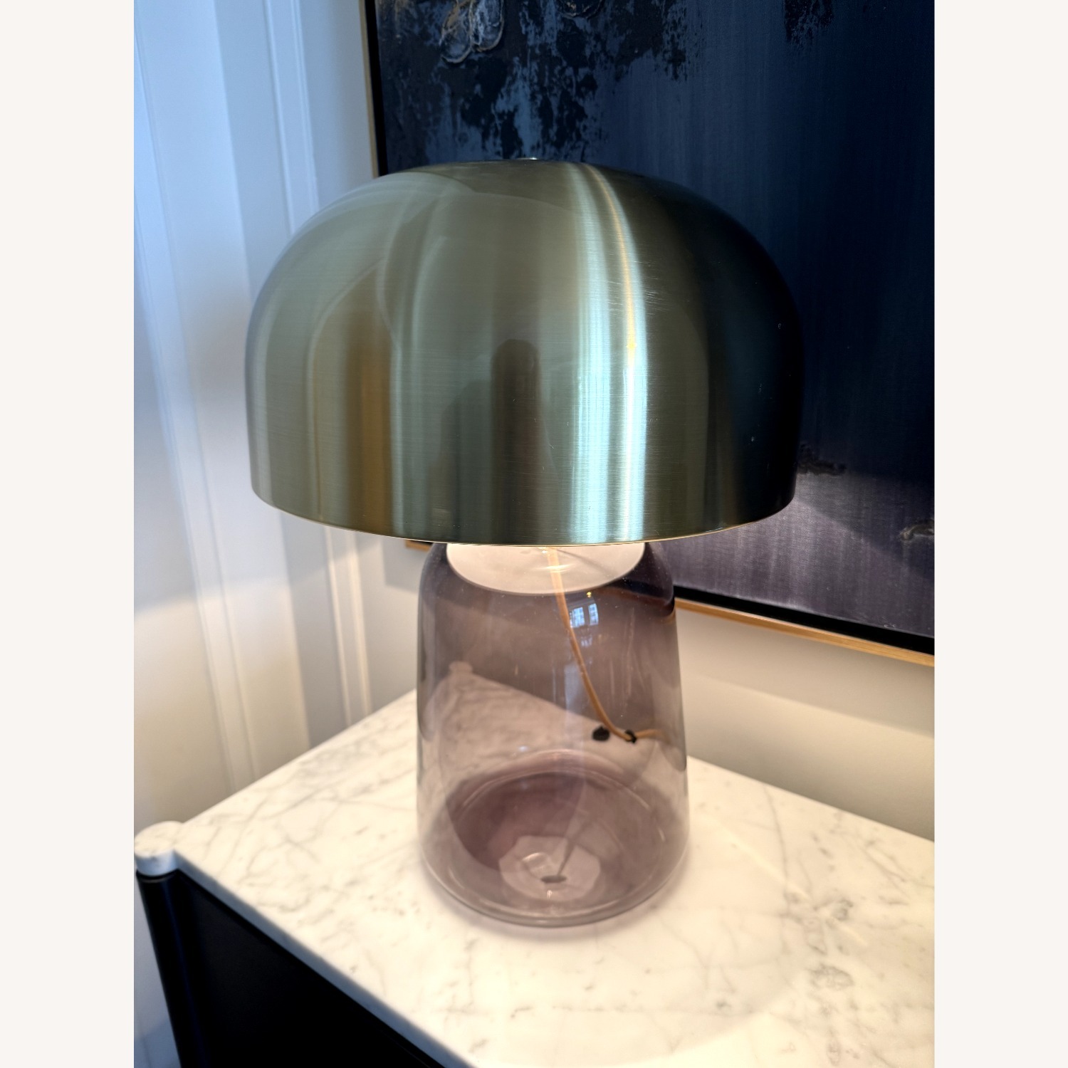 Smoked Glass and Brass Table Lamp - image-2