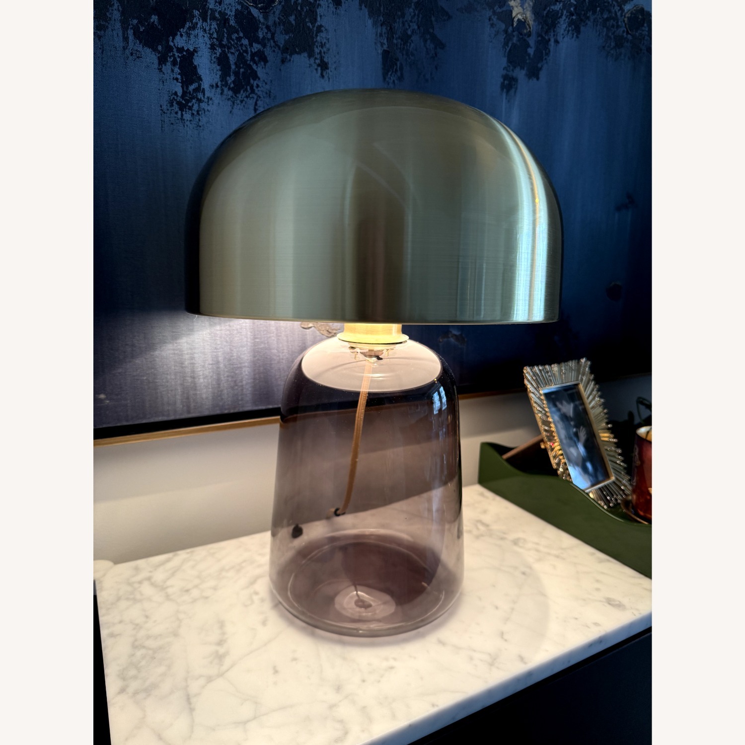 Smoked Glass and Brass Table Lamp - image-1