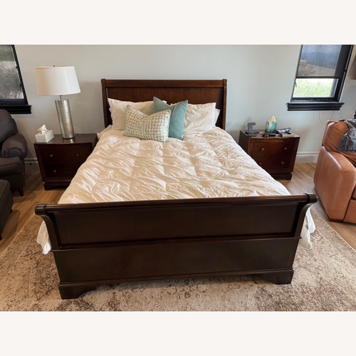 Used Abbyson Living Dark Brown Queen Sleigh Bed  for sale on AptDeco