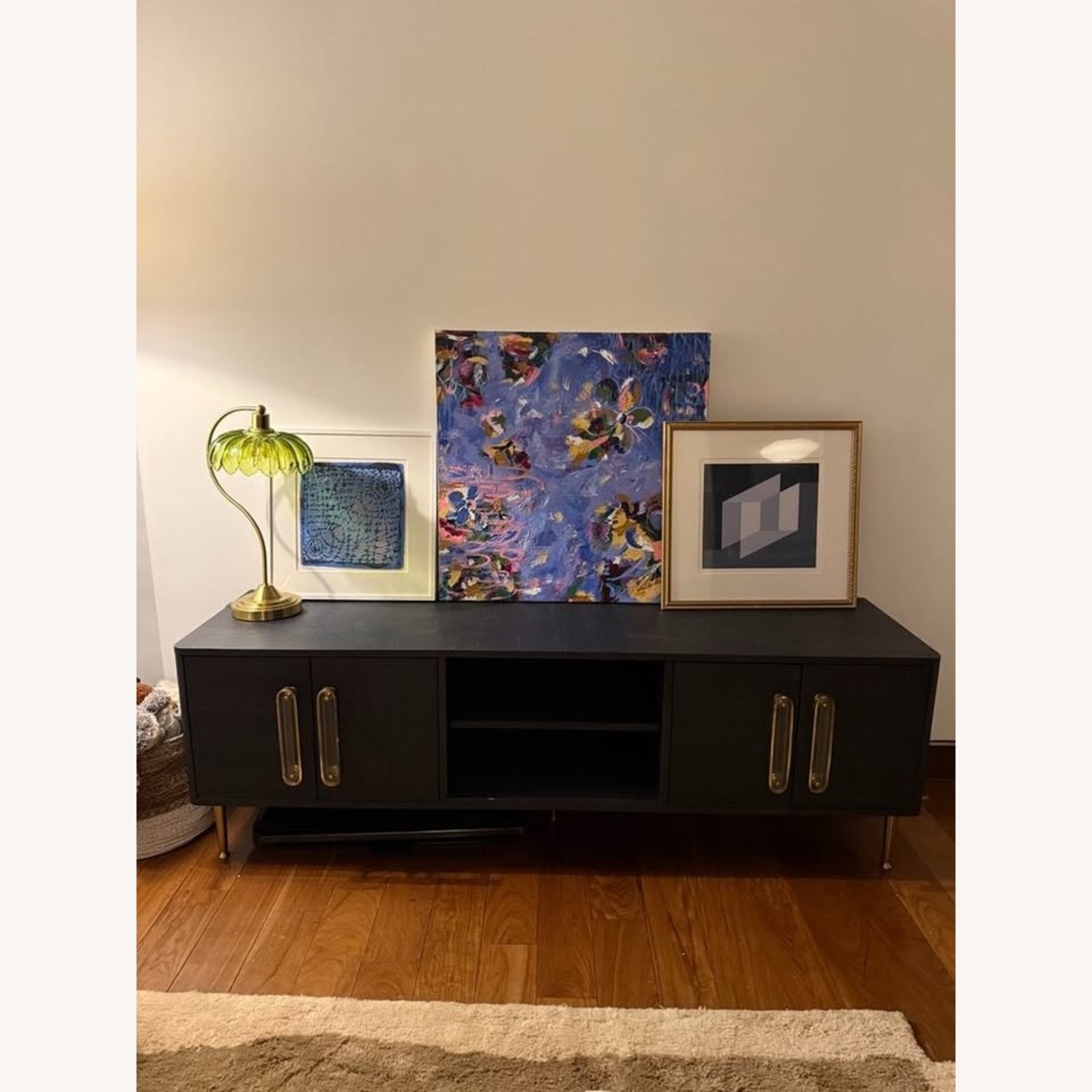 Anthropologie Odetta Deep Blue Wood Media Storage - image-2