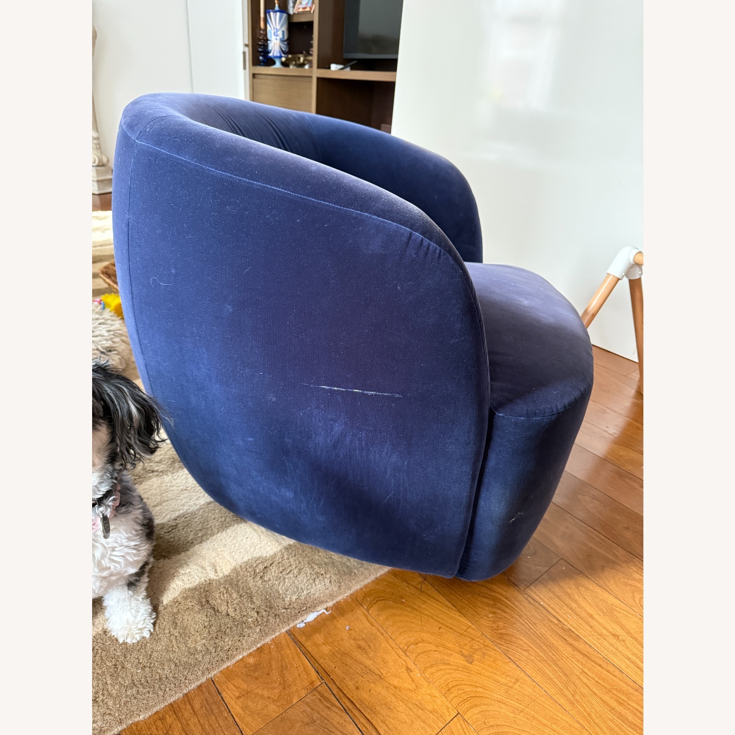 CB2 Gwyneth Chair Blue Velvet Accent Chair - image-4