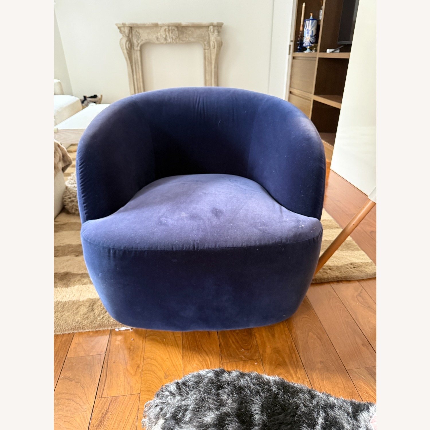 CB2 Gwyneth Chair Blue Velvet Accent Chair - image-1