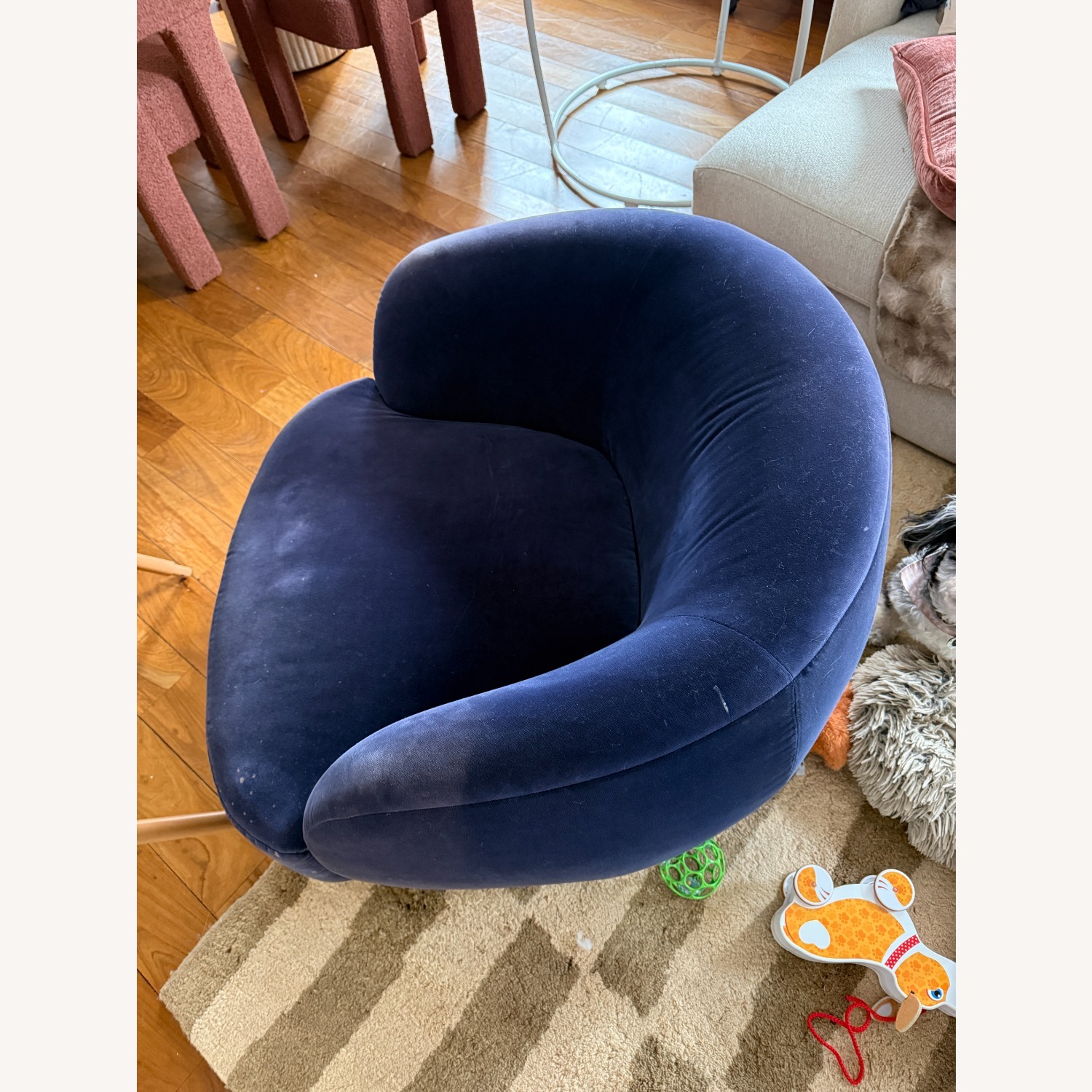 CB2 Gwyneth Chair Blue Velvet Accent Chair - image-5