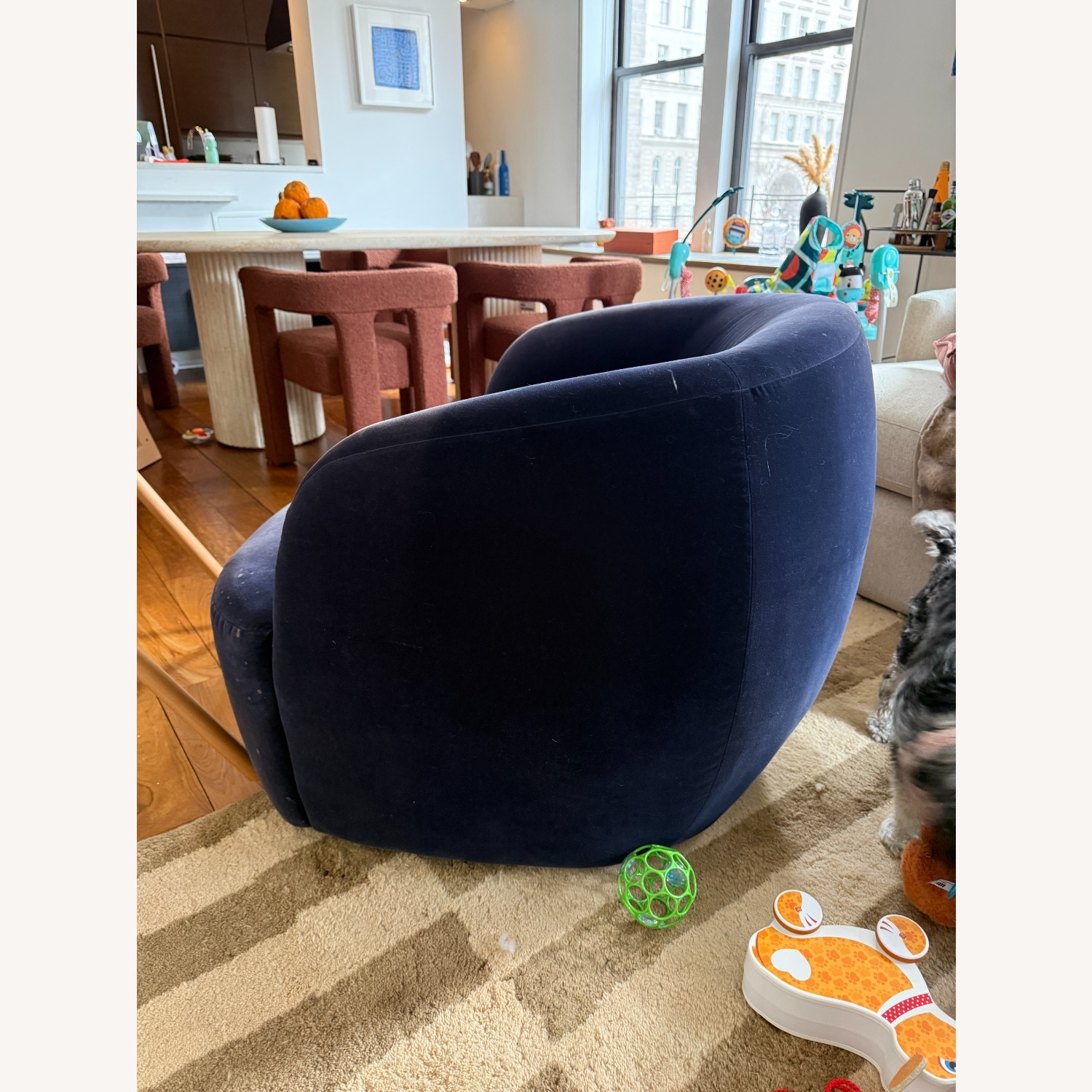 CB2 Gwyneth Chair Blue Velvet Accent Chair - image-6