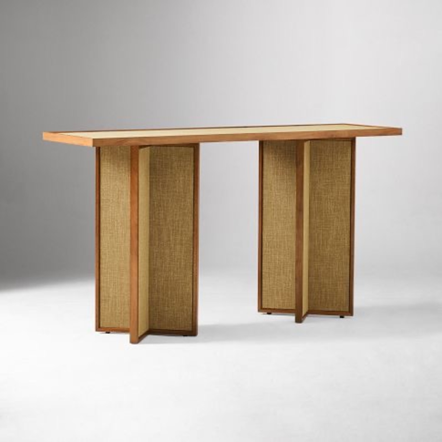 West Elm Natural Wood & Linen Console - image-1