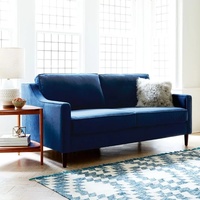 West Elm Paidge Blue Velvet 3+ Pullout Sofa