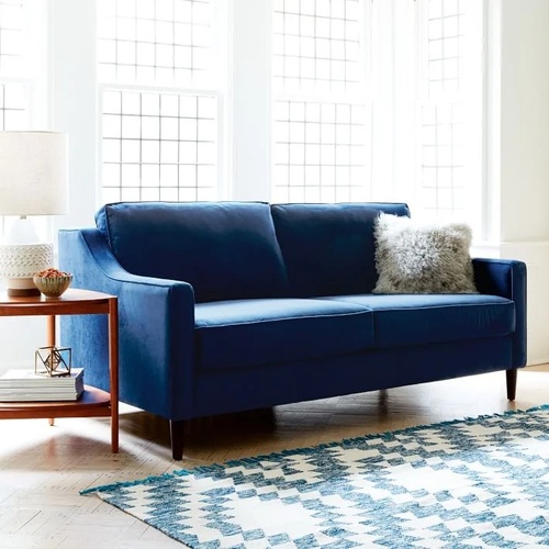 Used West Elm Paidge Blue Velvet 3+ Pullout Sofa for sale on AptDeco