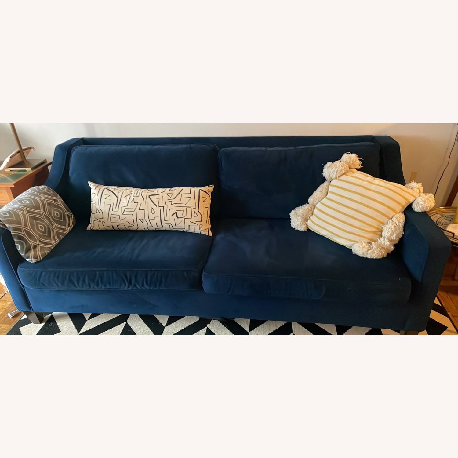 West Elm Paidge Blue Velvet 3+ Pullout Sofa - image-2
