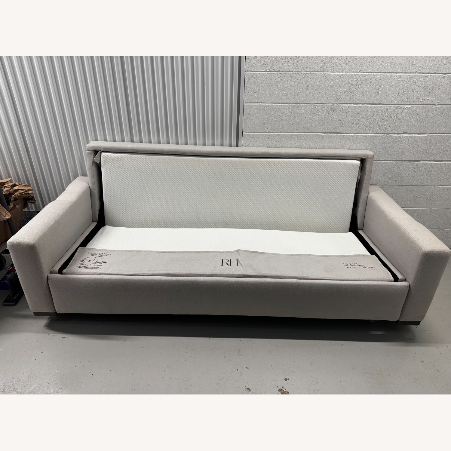 Rsetoration Hardware Maxwell 8’ Linen Sleeper Sofa in Mist - image-5