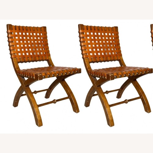 Used Set of 2 Vintage Woven Leather Chairs for sale on AptDeco