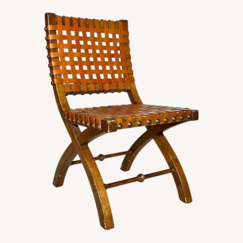 Used Set of 2 Vintage Woven Leather Chairs for sale on AptDeco