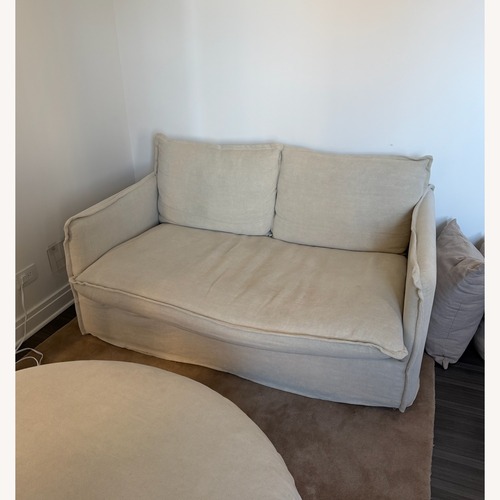 Used Sixpenny Neva Natural Linen Loveseat for sale on AptDeco