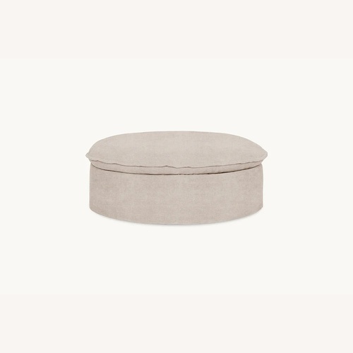 Used Sixpenny Neva Natural Linen Ottoman for sale on AptDeco