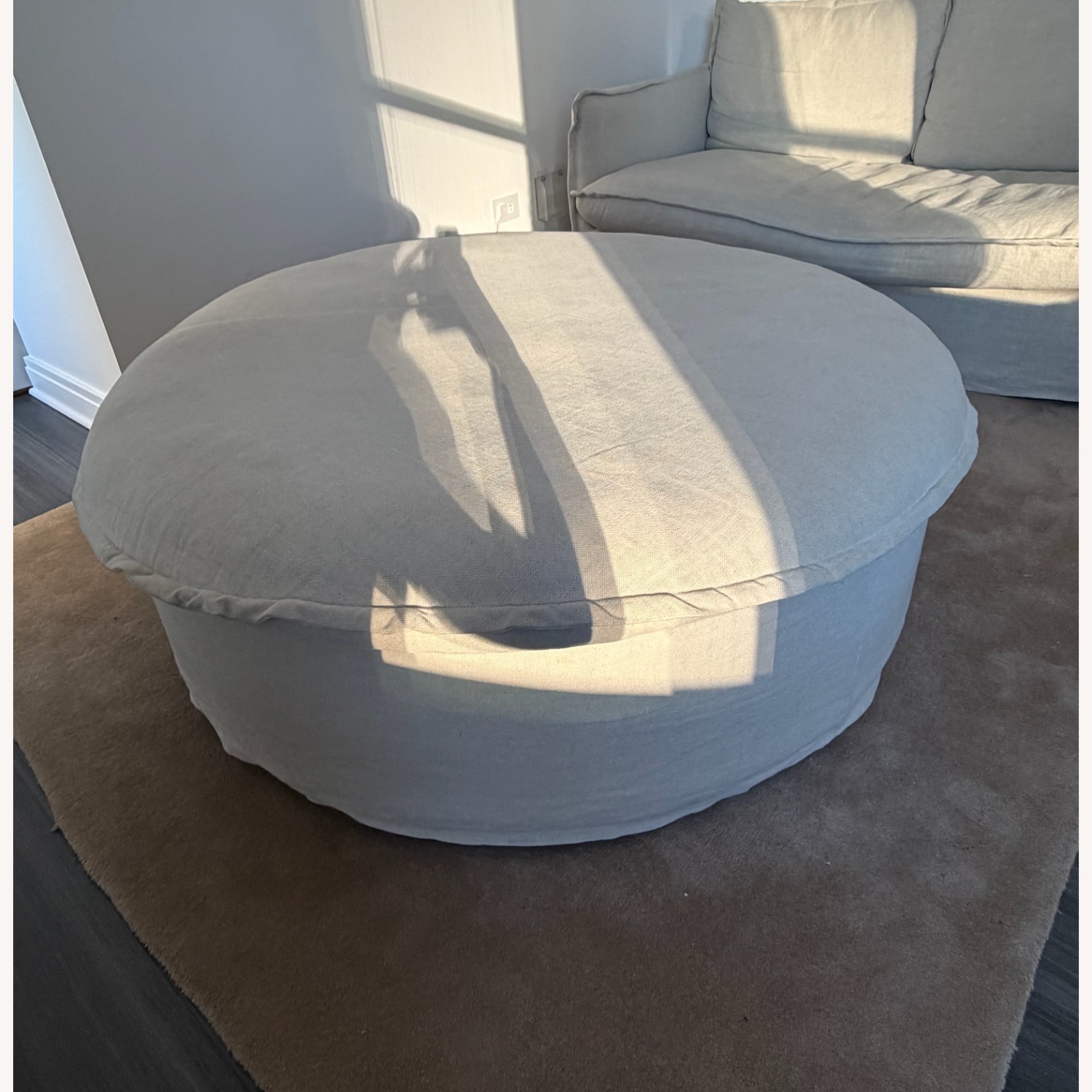 Sixpenny Neva Natural Linen Ottoman - image-2