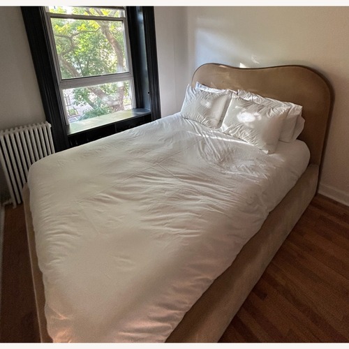 Used Crate & Barrel Upholstered Storage Queen Bed by Jake Arnold for sale on AptDeco