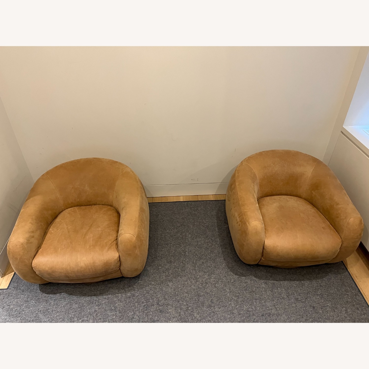 CB2 Laszlo Leather Swivel Chair - image-7