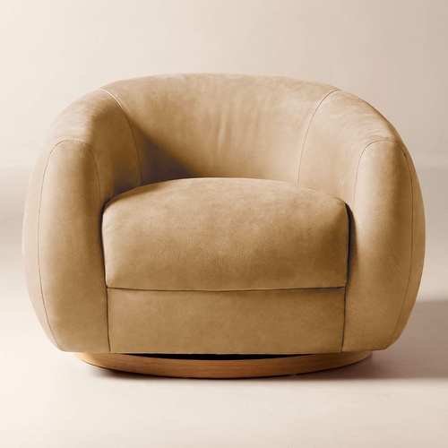 Used CB2 Laszlo Leather Swivel Chair for sale on AptDeco