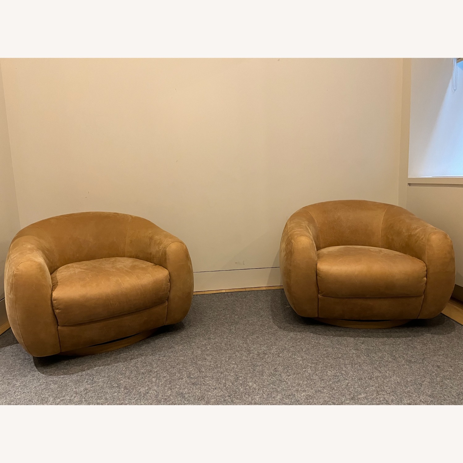 CB2 Laszlo Leather Swivel Chair - image-9