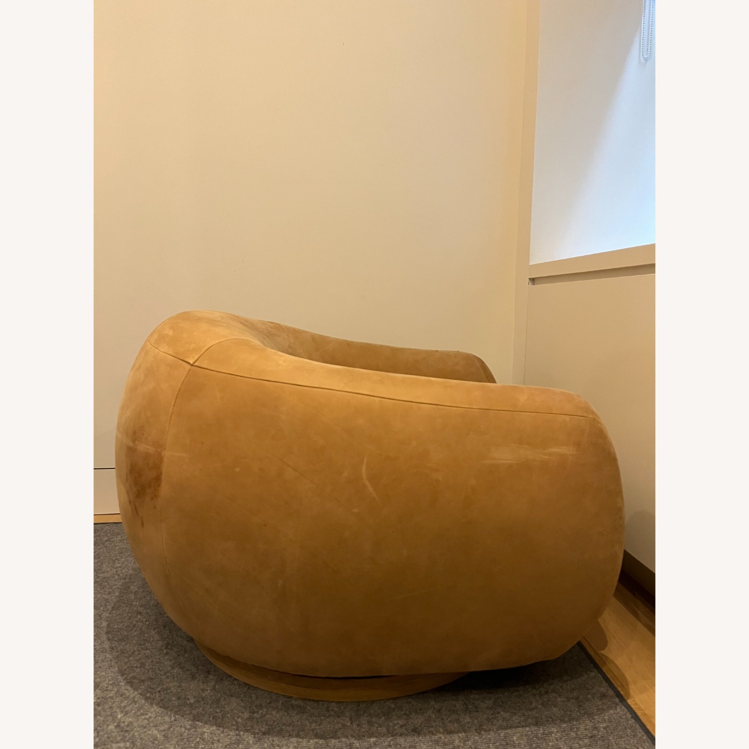 CB2 Laszlo Leather Swivel Chair - image-3