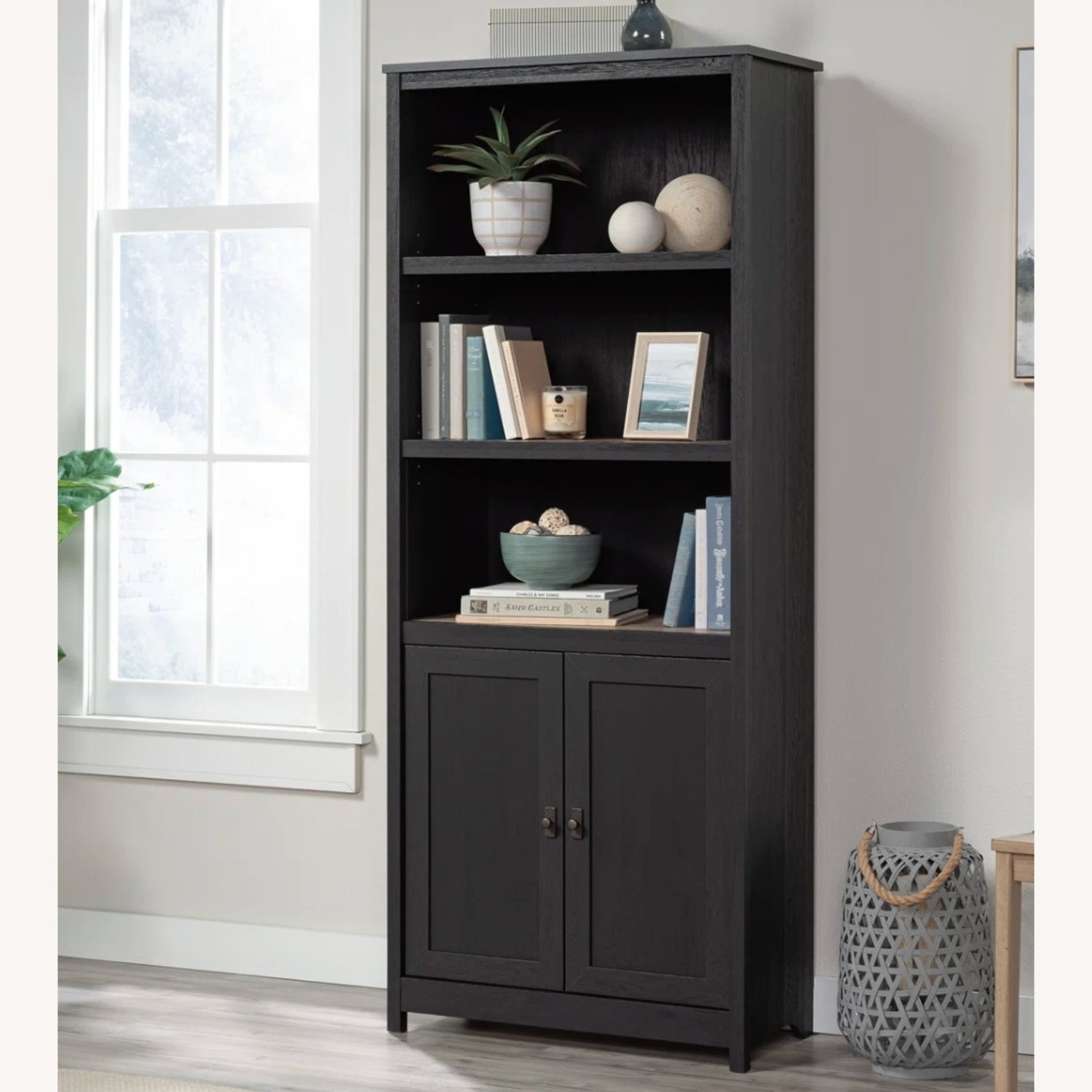 Myrasol Bookcase Black Wall Shelf - image-1