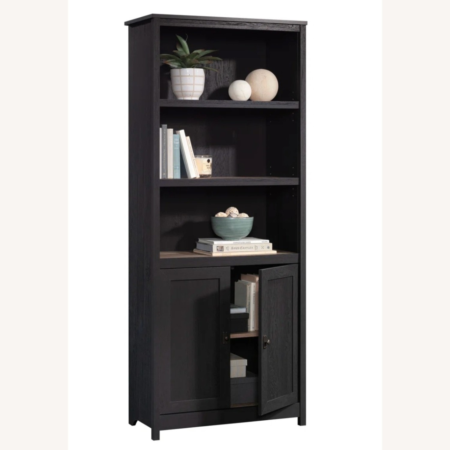 Myrasol Bookcase Black Wall Shelf - image-2
