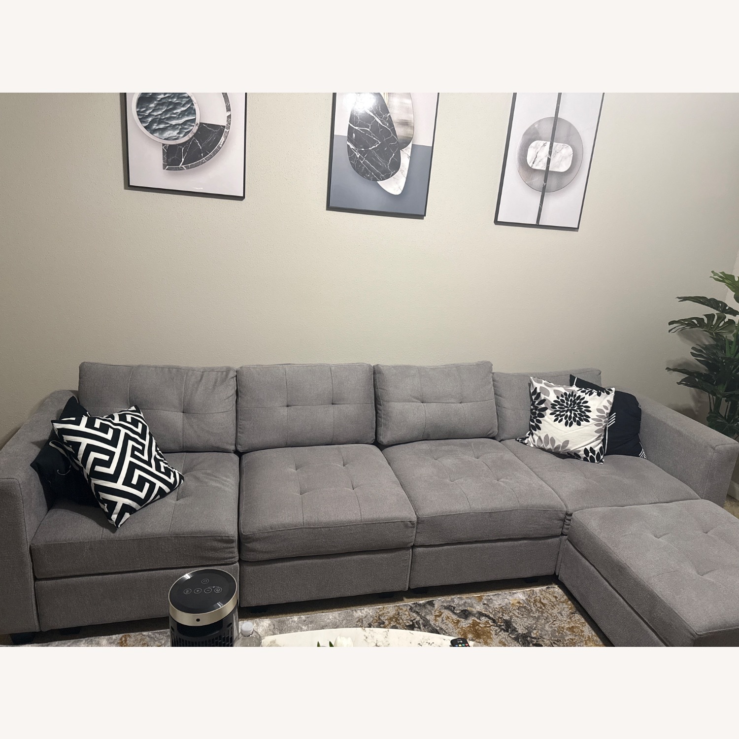 Light Grey Sectional Sofa - image-1