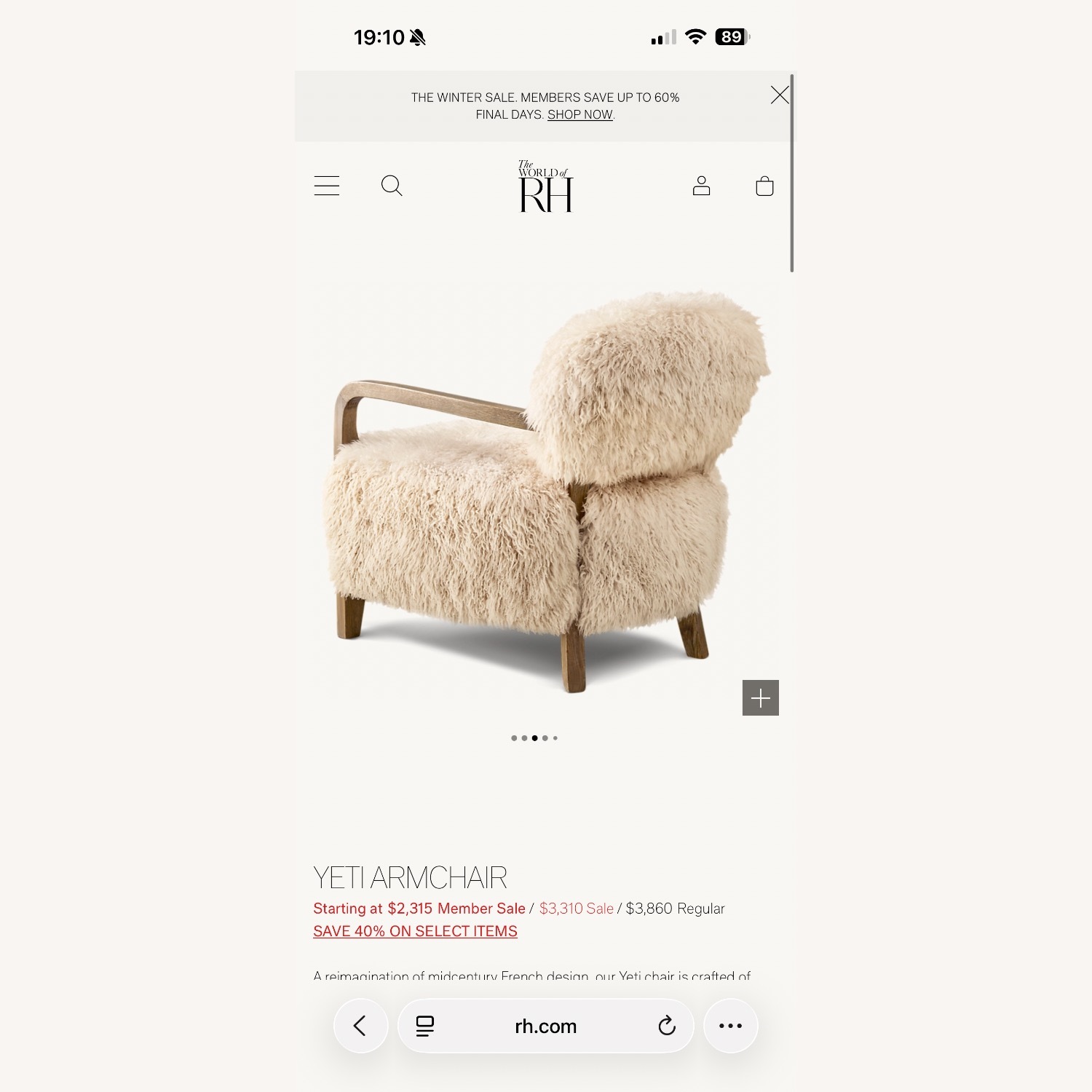 Restoration Hardware Yeti Armchair - image-13