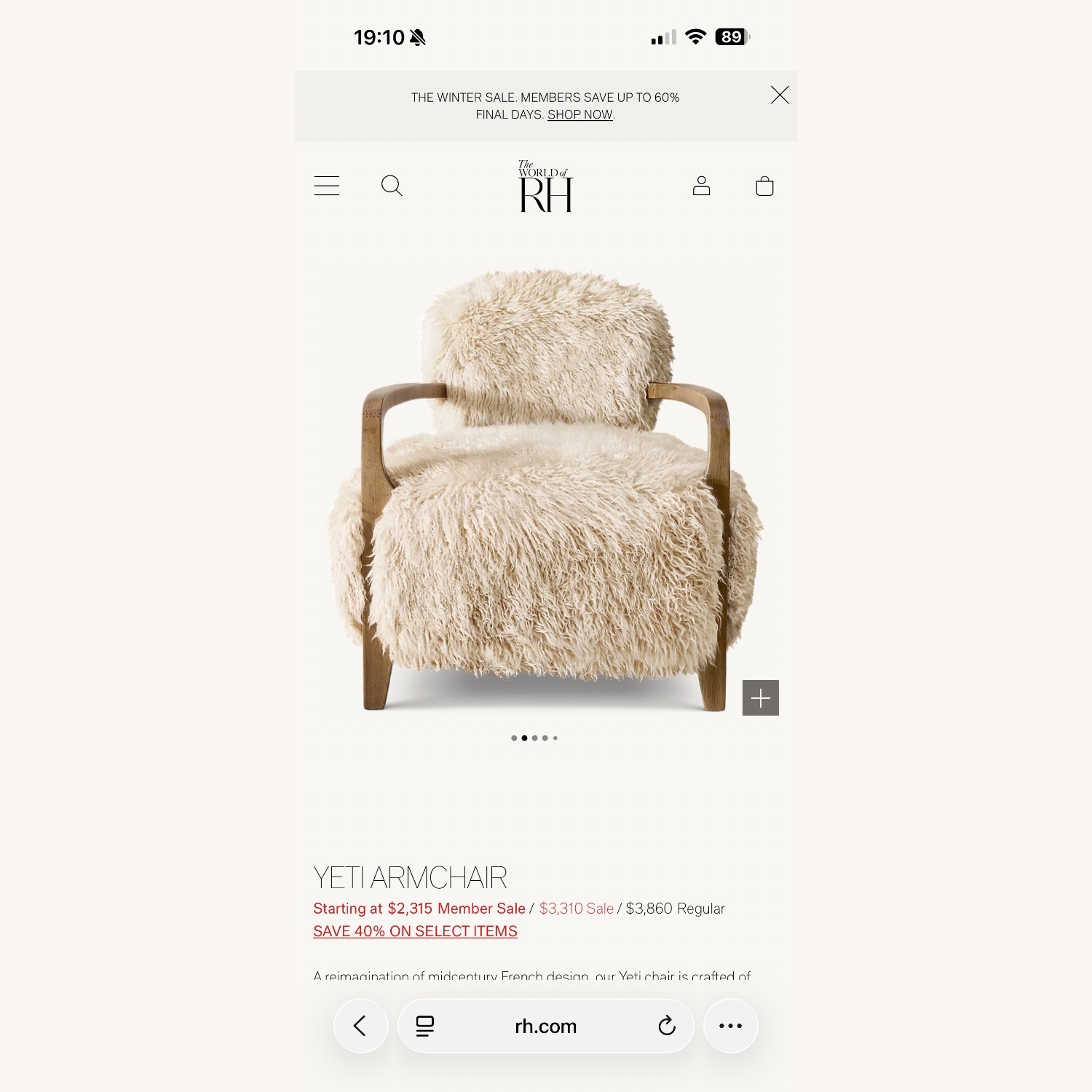 Restoration Hardware Yeti Armchair - image-11