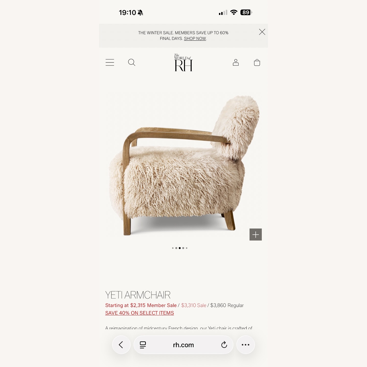 Restoration Hardware Yeti Armchair - image-12